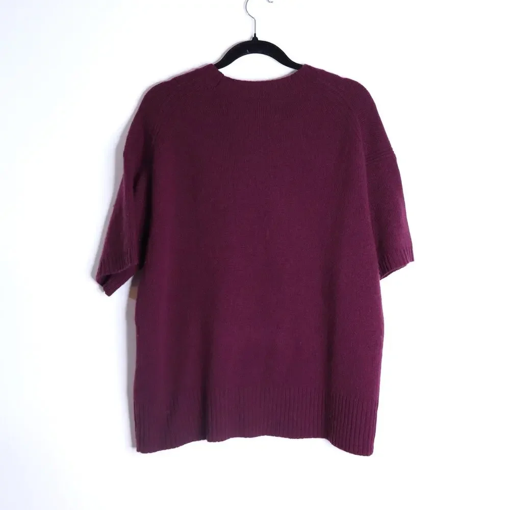 J. CREW Oversized Vintage Sweater Tee Darkstar Burgundy Wool Women's S